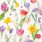 IHR Ideal Home Range Party Napkins Disposable 3-Ply Paper Lunch Napkin Pack, 6.5" x 6.5", Spring Awakening (Cream), 20-Count