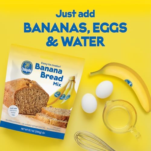 Chiquita™ Banana Bread and Muffin Mix – Moist, Easy-to-Make, No Preservatives - Just Add Bananas, Egg and Water - 13.7 Oz (Pack of 4)
