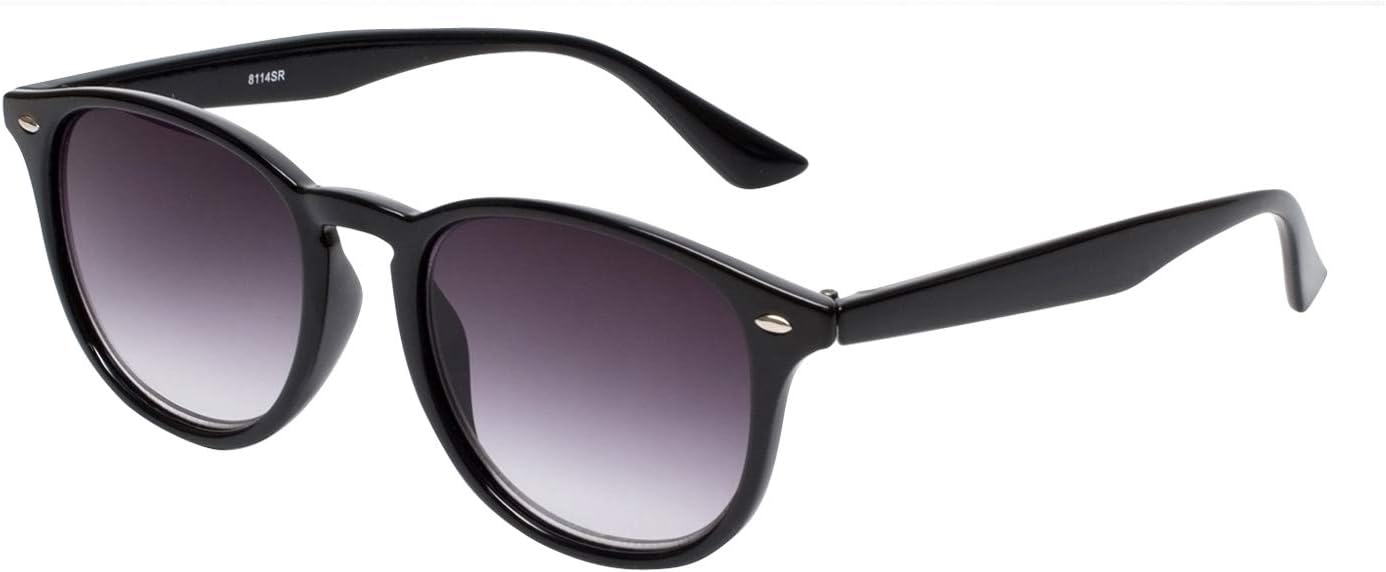 Calabria 8114SR Designer Round Oval Reading Sunglasses Men Women Trendy Sunglass Readers Gradient Grey Lenses UV Protection