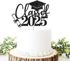 Class of 2025 black Glitter Cake Topper - Congrats Graduation Cake Topper - You Did It - 2025 High School College Graduates Graduate Themed Selected Decorations