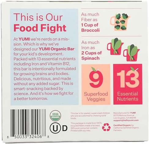 Yumi, Bars Toddler Strawberry Rhubarb Organic, 3.7 Ounce