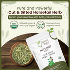 Organic Way Horsetail Herb Cut & Sifted (Equisetum arvense) - Herbal Tea | European Wild-Harvest | Kosher & USDA Certified | Vegan, Non-GMO & Gluten Free | 100% Raw from Albania (1/4LBS / 4Oz.)