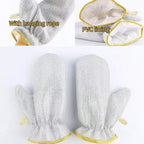 Dishwashing Gloves Nylon Scrubber Cleaning Mittens with PVC Lining & Hanging Strap for Housework Kitchen (Medium)