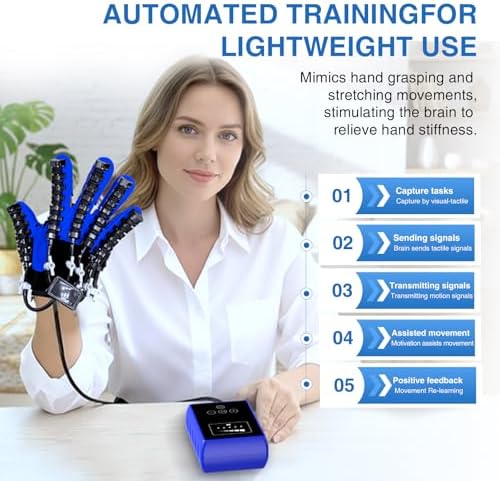 Hand Rehabilitation Equipment, Therapy Gloves for Stroke Hand Recovery Device, Robotic Rehab Glove for Finger Training, Adjustable Strength Hands Exerciser