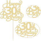 1 Pack Happy 30th Birthday Cake Topper Gold Glitter 30 & Fabulous Cheers to 30 Years Old 30th Birthday Cake Pick for Celebrating 30th Birthday Anniversary Party Cake Decorations Supplies