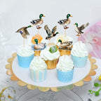 24Pcs Duck Hunting Cupcake Toppers Mallard Cupcake Picks for Duck Baby Shower Marllad Boys Girls Birthday Cupcake Decorations Wild Duck Hunting Animal Party Decorations