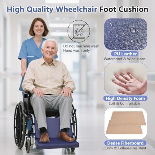 Wheelchair Footrest Leg Rest Elevating Pads, Wheelchair Pedals Leg Support Extension, Elevated Foot Rest Accessories for Wheel Chair, Footrests Extender Protector Cushion with Adjustable Straps