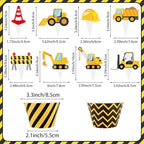 48 Pack Construction Cupcake Toppers and Wrappers, Construction Vehicles Party Cake Decoration for Engineering Theme Birthday Party Baby Shower Supplies
