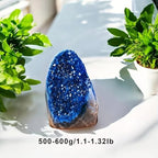 200-700g Selected Raw Geode Quartz Cluster Home Feng Shui Ornaments Energy Stone Healing Tools Meditation Feng Shui Decoration,Stone Display Piece, Mineral Specimen (Blue, 500-600g)