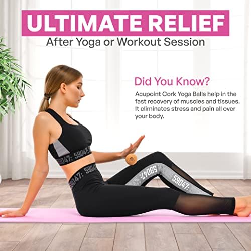 Physical Massage Therapy Lacrosse Ball Set Ideal for Yoga Deep Tissue Massage Trigger Point Therapy and Myofascial Release Physical Therapy Equipment Back Foot Plantar Fasciitis (Cork)