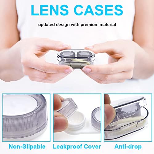 8 Pack Clear Contact Lens Case with Inserter/Remover & Tweezer, 4 Colors Leak-Proof Bulk Contact Cases with Box, Lenses Holder Kit with L/R Mark, Style B