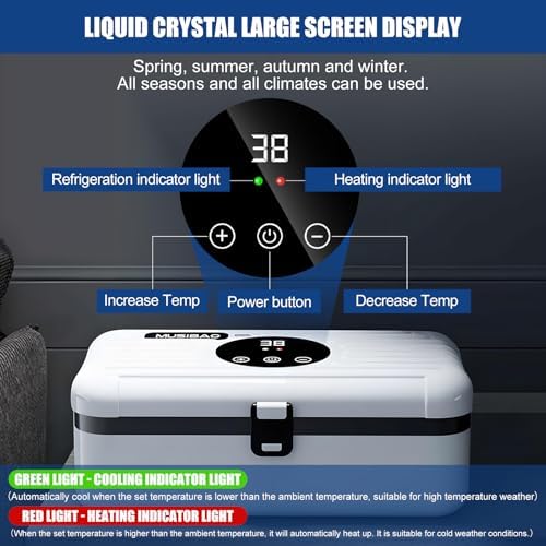 Insulin Cooler Travel Case Box for 5-8 pens Adjustable Fahrenheit Temperature Medication Cooler for Travel, Diabetic Travel Case Diabetes Medicine Freezer 0.55L Capacity(No Battery Need Power Supply)