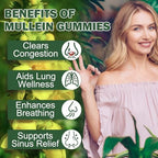 Mullein Gummies for Lung Detox, 2000mg Mullein Leaf Extract for Respiratory & Digestive & Immune Support w/Quercetin, Bromelain, Elderberry & Marshmallow, Vegan 120 Gummies