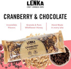 Lenka Bars - Cranberry Chocolate Snack Bars, Gluten Free, High Fiber, Kosher, Wholesome, No Artificial Flavors, Individually Wrapped - 12 Pack