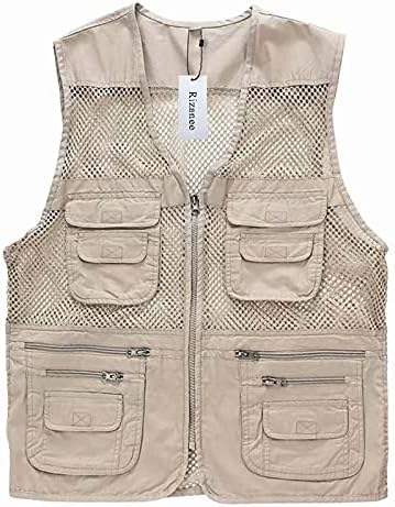 Unisex Mesh Breathable Fishing Vest, Multi-Pockets Photography Travel Hiking Waistcoat Jacket for Adults and Youth