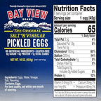 Bay View Pickled Eggs, No Artificial Ingredients, Gluten Free, 0g Sugar, 6g Protein, Fresh Grade A Eggs, Boiled and Peeled (16oz, Salt 'N Vinegar)
