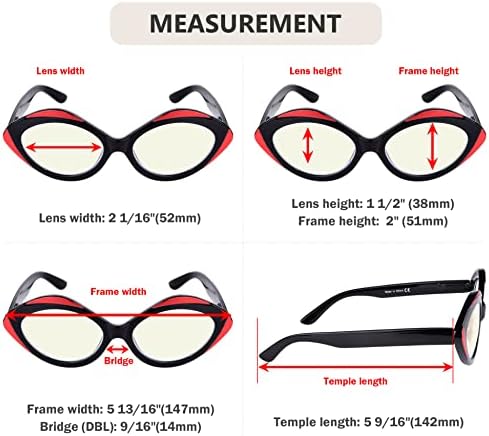 Eyekepper 4 Pack Cat Eye Reading Glasses Blue Light Blocking Women Readers +2.50