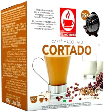 Bonini Dolce Gusto Compatible Cortado Coffee Pods (Pack of 6, Total 96 pods)