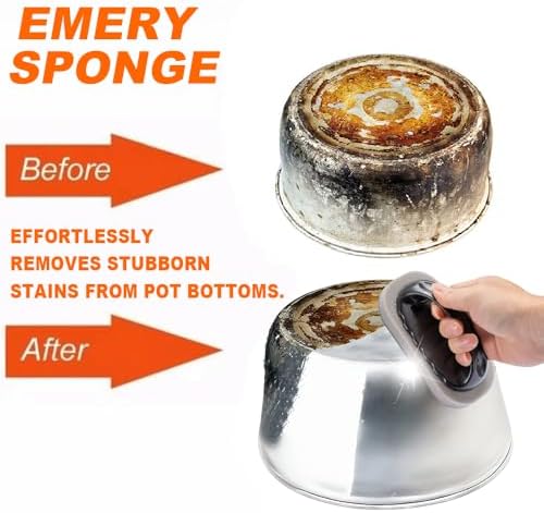 Magic Carborundum Sponge - 8pcs Pot Cleaner for Bottom of Pans,Emery Pot Scrubbers,Carborundum Sponge,Magic Sponge Brush with Handle