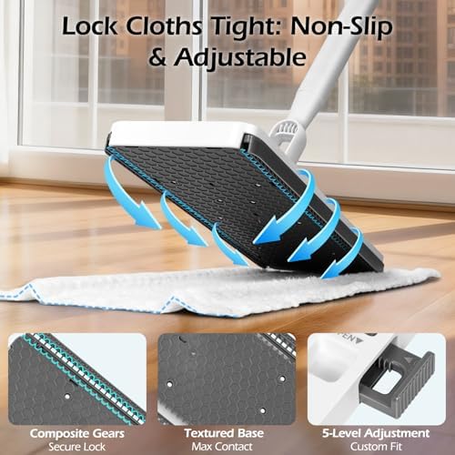 MASTERTOP Disposable Dust Mop with Mini Sweeper Mop,2-in-1 Disposable Mop with 47" Long Handle,Microfiber Mops for Floor Cleaning,No-Touch, Multi Surface Floor Cleaning