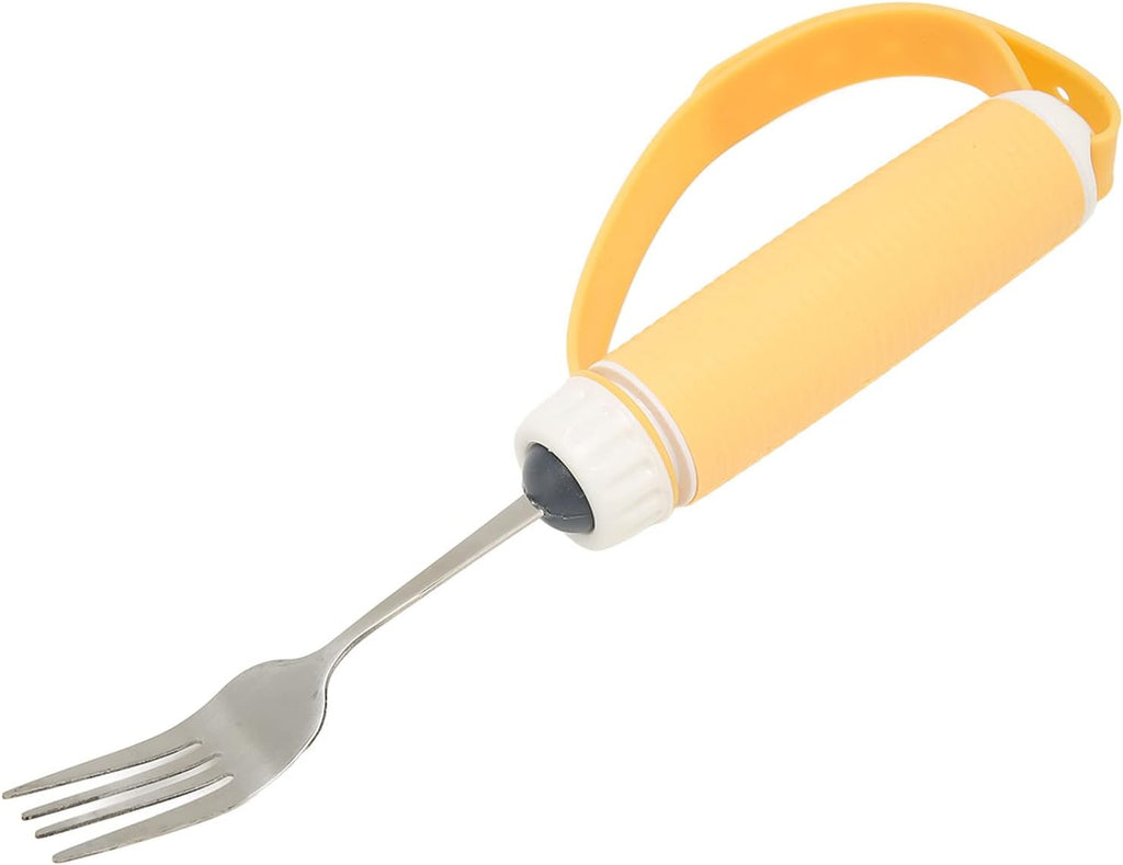 Tyenaza Adaptive Utensils Fork, Easy Grip Stainless Steel Eating Aids Utensils with Adjustable Strap for Disabled Patient Elderly