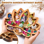 Vesici Lotus Crystal Tray for Stones Crystals and Healing Stones Flower Wooden Crystal Storage Holder Tray Lotus Shape Decorative Jewelry Display Trays Organizer Bowl Decor(Classic)