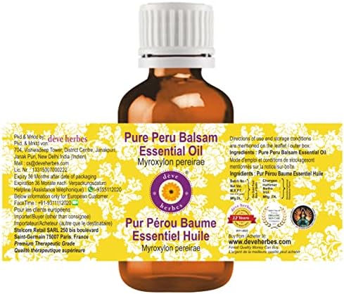 dève herbes Peru Balsam Essential Oil (Myroxylon pereirae) Pure | Viscous Texture | Rich Aroma | Unisex | All Skin Types | for External Use Only | Natural Extract | Steam Distilled 30ml (1 oz)