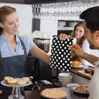 Sweetude 400 Pcs Paper Cookie Bag Bulk 5 x 7 Inch Polka Dot Wave Snack Packaging Small Paper Packaging Flat Small Candy Buffet Bag for Wedding Baby Shower Party Supply Shop(Black)