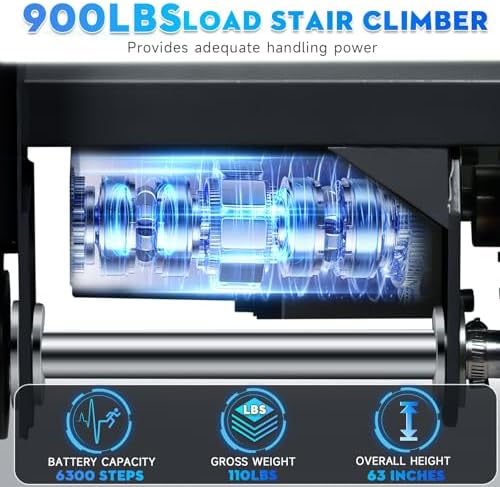 Electric Stair Climbing Dolly, 1250W Electric Stair Climbing Hand Truck, 900lbs Load Capacity, 3 Mode Folding Stair Climber Hand Trucks with Telescopic Handle for Moving Furniture (Black/Track)