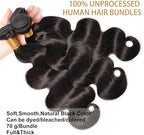 Body Wave Bundles Human Hair 14 16 18 Inch Human Hair Bundle 100% Unprocessed Brazilian Virgin Hair 3 Bundles Human Hair Extensions for Black Women Natural Color