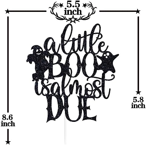 Black Glitter A Little Boo is Almost Due Cake Topper, Little Boo/A Little Boo is on the Way, Scary Halloween Themed Baby Shower Party Decorations