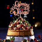 Gemini Queen Cake Topper, Gemini Season/12 Zodiac Constellation Theme Cake Decor, Big Gemini Energy Birthday Party Decoration Supplies for Women, Rose Gold Glitter
