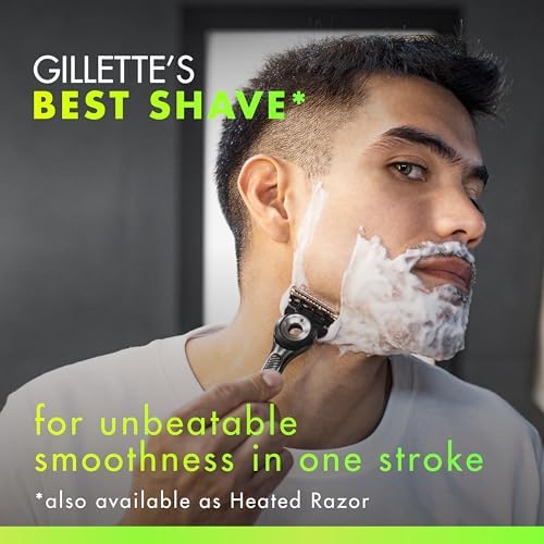 GilletteLabs Men's Shaving Razor with Exfoliating Bar, 1 Handle, 4 Blade Refills, Magnetic Stand