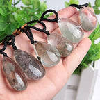 Acxico 2pcs Natural Ghost Phantom Quartz Crystal Gems Specimen Healing Pendant Necklace Gift