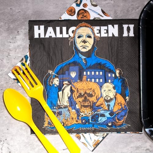 Halloween II Party Supplies - 16 Licensed Lunch Napkins - Michael Myers - Horror Movie Theme - Kids Birthday & Halloween Decor
