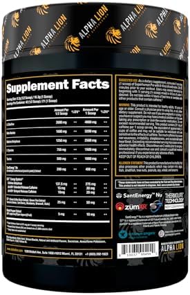ALPHA LION Superhuman Pre Workout Powder, Beta Alanine, L-Taurine & Tri-Source Caffeine for Sustained Energy & Focus, Nitric Oxide & Citrulline for Pump (21 Servings, Sour Gummy Bear Flavor)