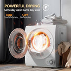 ROVSUN 110V Portable Clothes Dryer, High End Laundry Front Load Tumble Dryer Machine with Stainless Steel Tub & Simple Control Knob for Apartment, Dorm-850W, White