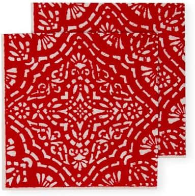 Caspari Annika Paper Cocktail Napkins in Red - 20 Per Package, 2 Packs