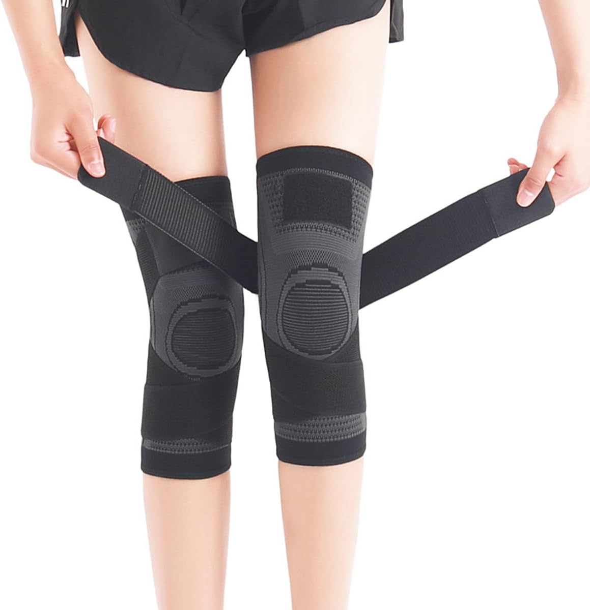 SUJAYU 2 Pack Knee Wraps for Pain Relief, Knee Compression Sleeve Knee Sleeves for Men Women Compression Brace Band for Arthritis Pain and Support (Black, Medium)