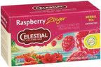 Celestial Seasonings Raspberry Zinger Herbal Tea, Caffeine Free, 20 Tea Bags Box (Pack of 6)