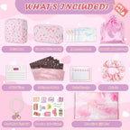22 PCS First Period Starter Kit Gift for Teen Girls Period Bags for Teen Tweens Girls with Sanitary Pad Storage Bag, Wipes, Menstrual Tracker, Disposal Pouches and More (Pink Floral)