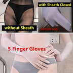 BEFASY Unisex Men Women 360°Seamless Velvet Full Bodystocking See Through Sheer Bodysuit Catsuit with 5 Finger Gloves