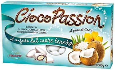 Crispo Confetti:"Ciocopassion" Coconut Taste Chocolate Dragees 1000g 35oz [ Italian Import ]