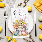 50 Sheet Happy Easter Guest Napkins Bunny Rabbit Flower Eggs Disposable Decorative Hand Paper Napkin Towel for Bathroom Party Supplies Table Decor