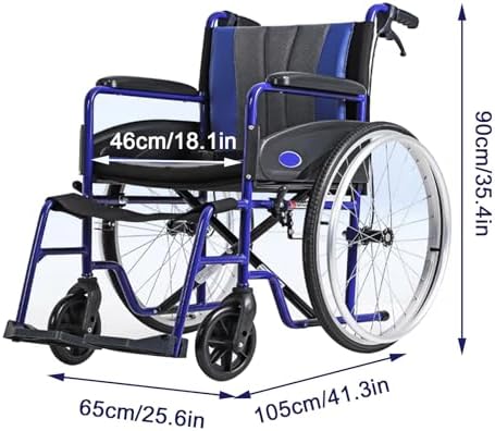 Aluminum Multifunctional Manual Wheelchair,Standard Folding Wheelchair for Adults,Lightweight Transport Wheelchair with Handbrakes,220 lbs Capacity