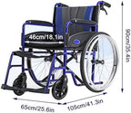 Aluminum Multifunctional Manual Wheelchair,Standard Folding Wheelchair for Adults,Lightweight Transport Wheelchair with Handbrakes,220 lbs Capacity