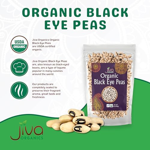 Jiva Organics Organic Black Eyed Peas 2 Pound Bag - Cowpeas, Non-GMO, Natural