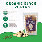 Jiva Organics Organic Black Eyed Peas 2 Pound Bag - Cowpeas, Non-GMO, Natural