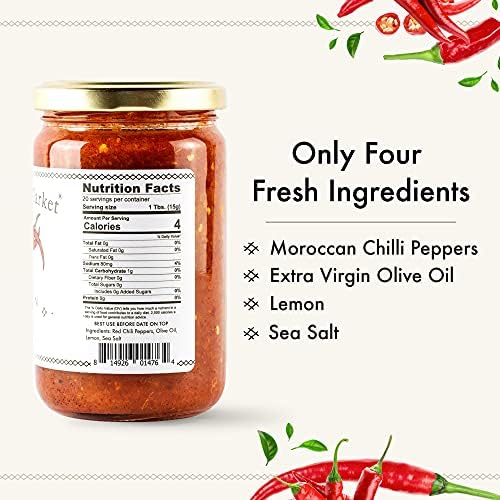Casablanca Market Harissa Gourmet Hot Sauce –Harissa Sauce – Moroccan North African Spice Best Hot Sauce Gift Harissa Seasoning – Harissa Spice Red Hot Sauce – Harissa Paste Hot Sauces (10.5oz)