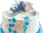 Blue Pink Shoes Cake Toppers Boy or Girl Shoes Cake Decorations with Cute Blue Pink Shoes for Baby Shower Party (Blue Pink Shoes)